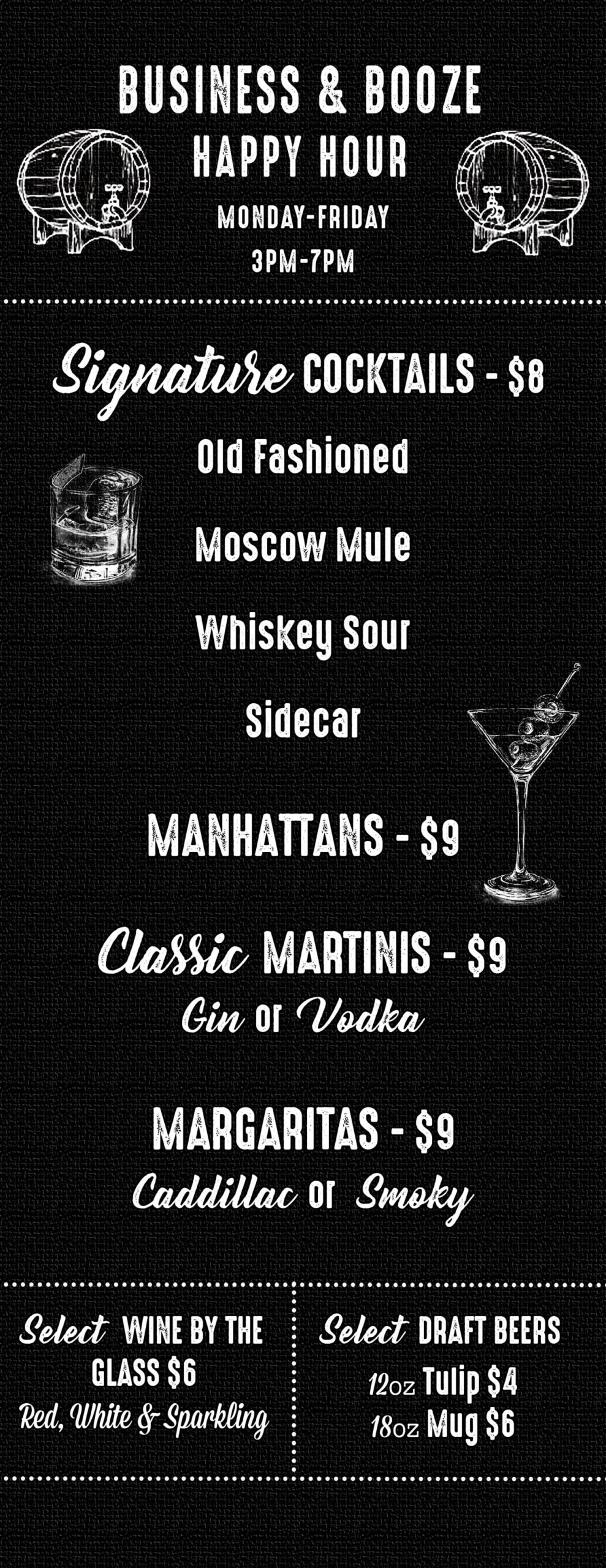 the stave bar happy hour menu